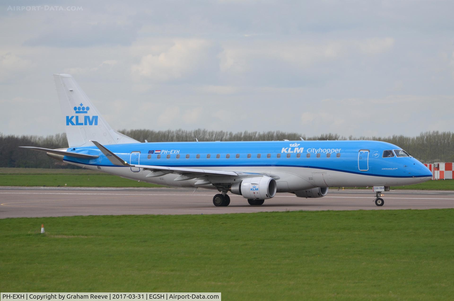 PH-EXH, 2016 Embraer 175STD (ERJ-170-200) C/N 17000564, About to depart from Norwich.