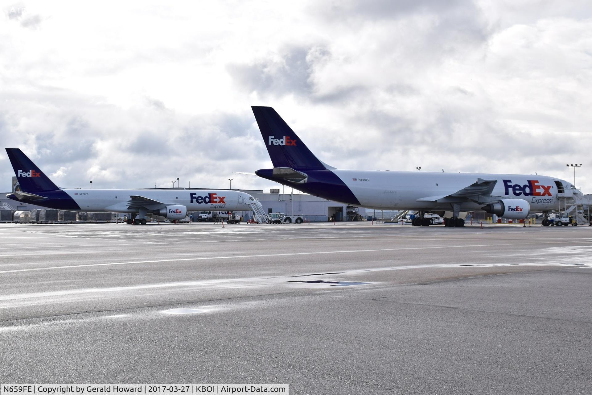 N659FE, 1995 Airbus A300F4-605R C/N 757, Parked on the FedEx ramp along with N772FD (B-757).