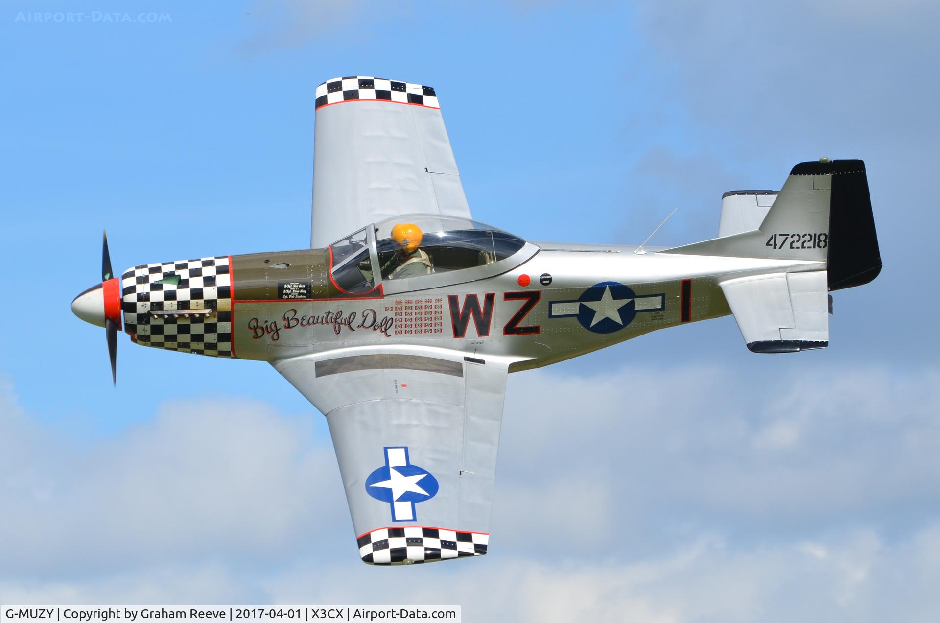 G-MUZY, 2008 Titan T-51 Mustang C/N LAA 355-14831, Fly through at Northrepps.