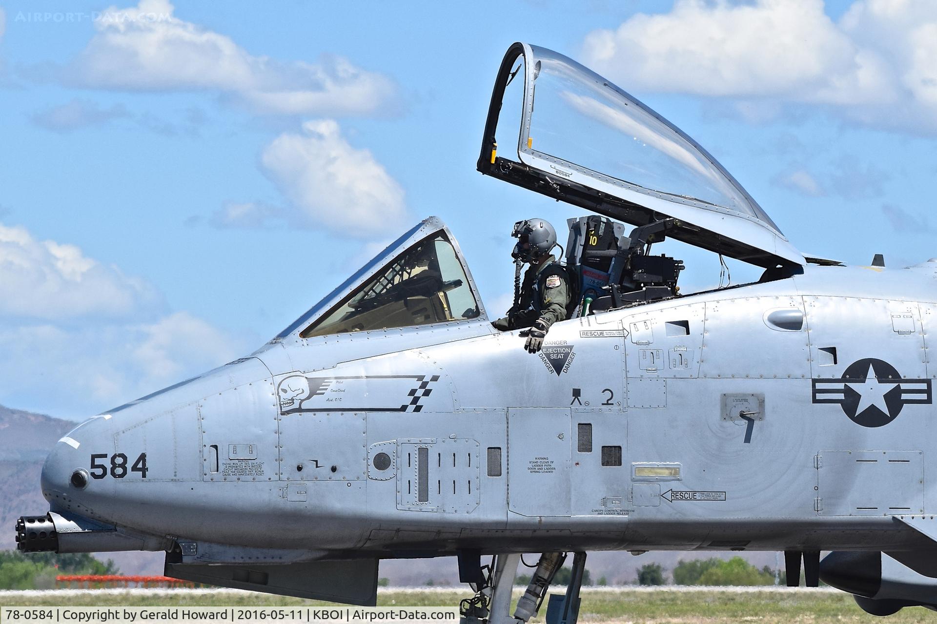 78-0584, 1978 Fairchild Republic A-10C Thunderbolt II C/N A10-0204, Taxiing on Foxtrot to west de arm pad.  190th Fighter Sq., Idaho ANG.