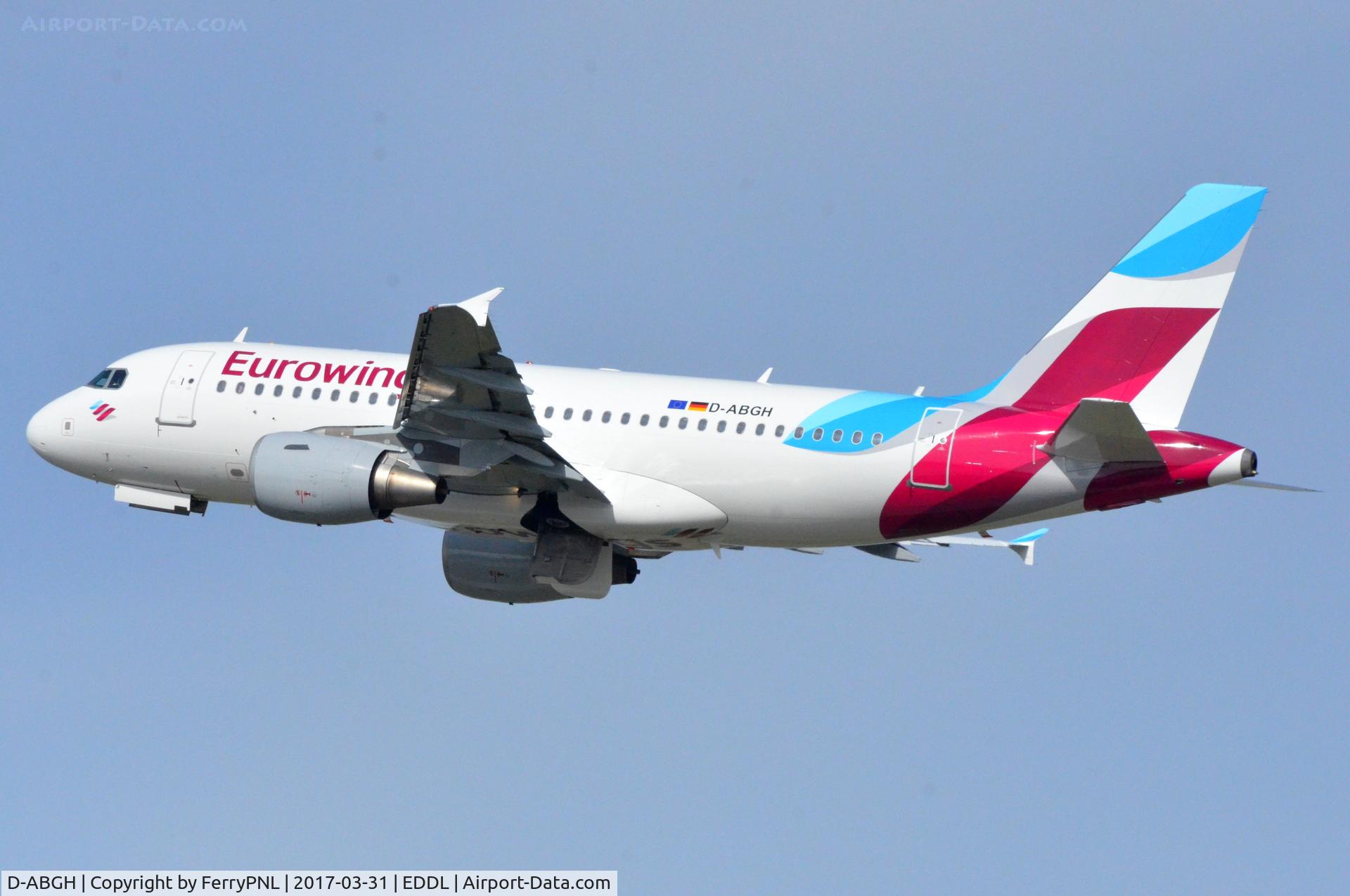D-ABGH, 2007 Airbus A319-111 C/N 3245, Eurowings A319 on its first day of operation departing DUS.