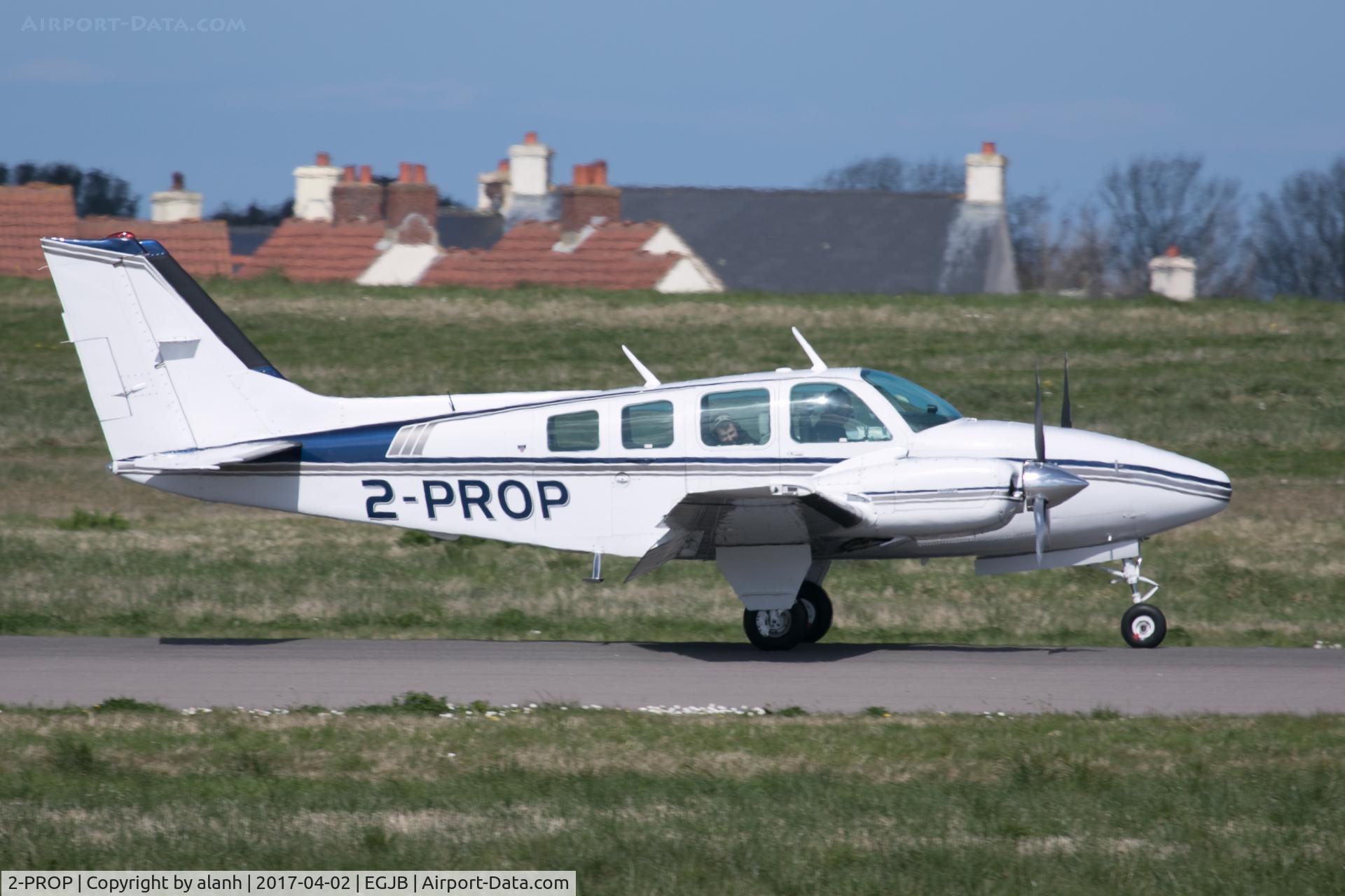 2-PROP, 1977 Beech 58 Baron C/N TH-893, Arriving at Guernsey (after a short local flight)