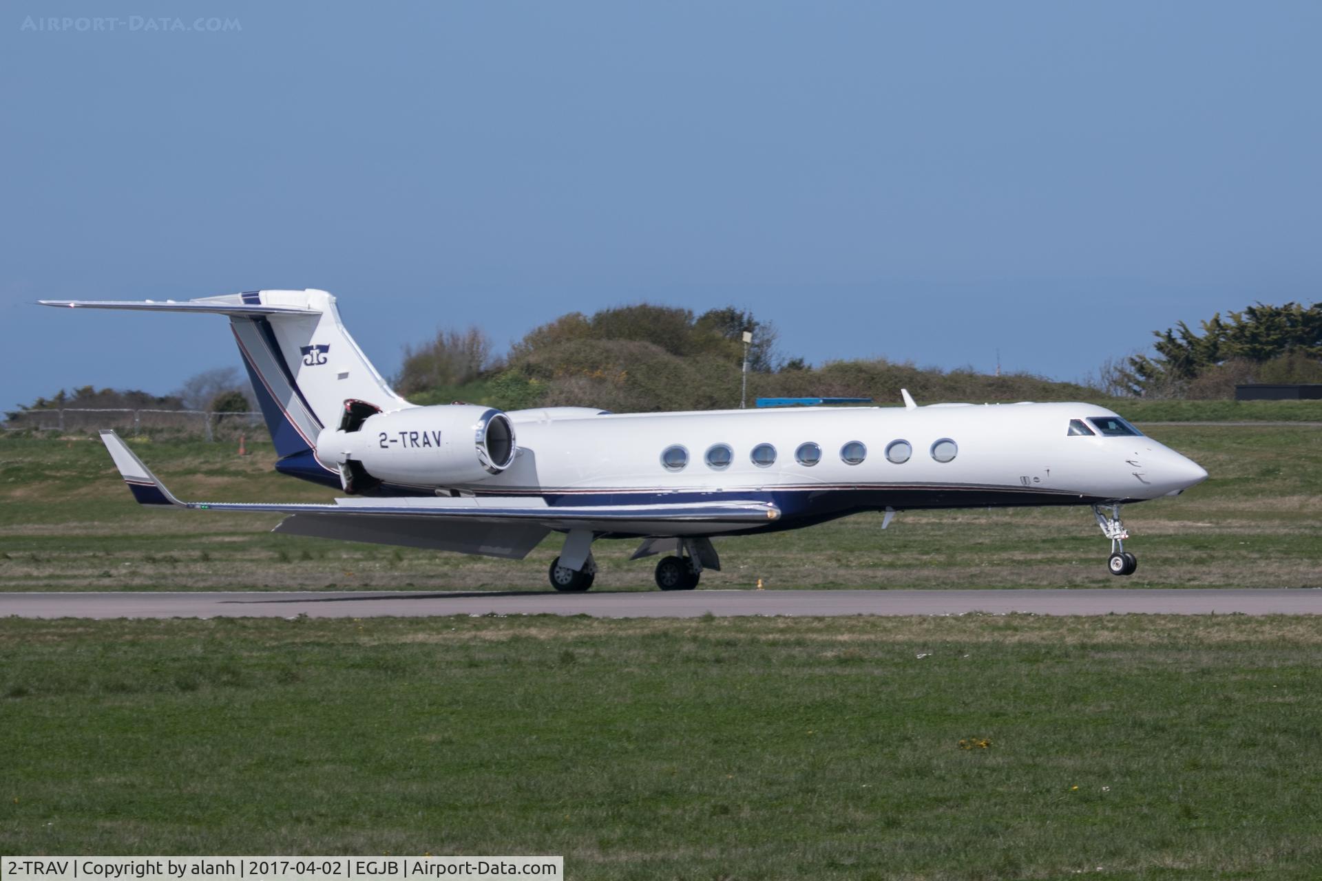 2-TRAV, 2013 Gulfstream Aerospace GV-SP (G550) C/N 5452, Rolling out after arrival at Guernsey from Knock