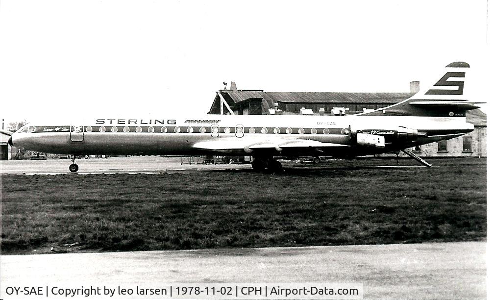 OY-SAE, 1972 Aerospatiale SE-210 Caravelle  12 C/N 273, Copenhagen 2.2.11.1979 in Pressident vertion with only 65 passengers.