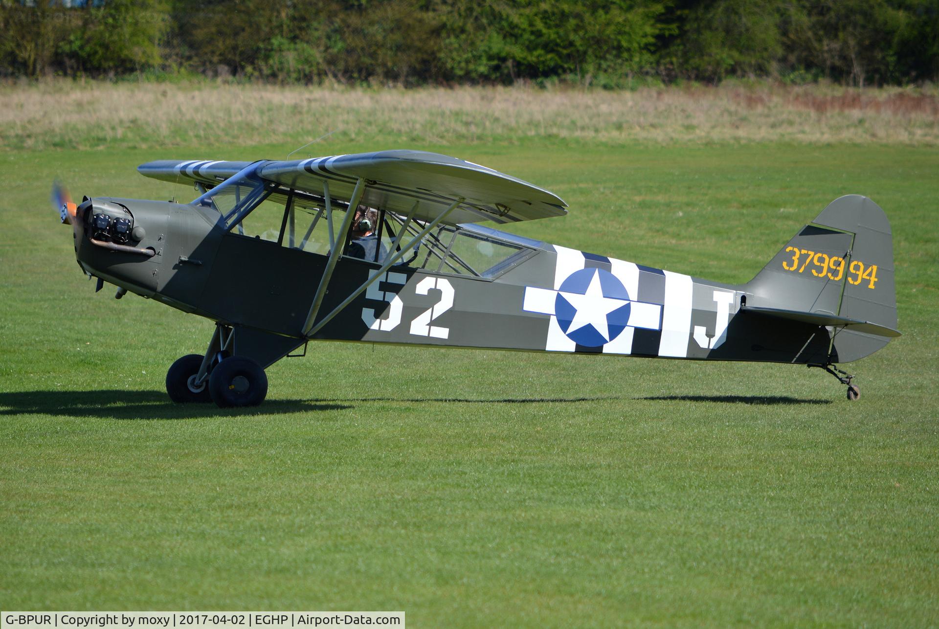 G-BPUR, 1940 Piper J3L-65 Cub C/N 4708, Piper J3L-65 (Modified) at Popham. Marked as 379994