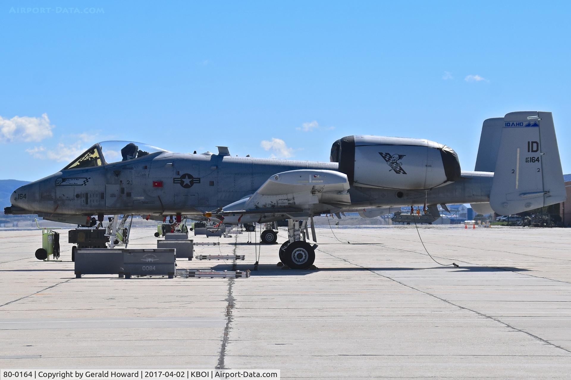 80-0164, 1980 Fairchild Republic OA-10A Thunderbolt II C/N A10-0515, Sitting on the Idaho ANG ramp. This aircraft is a C model.