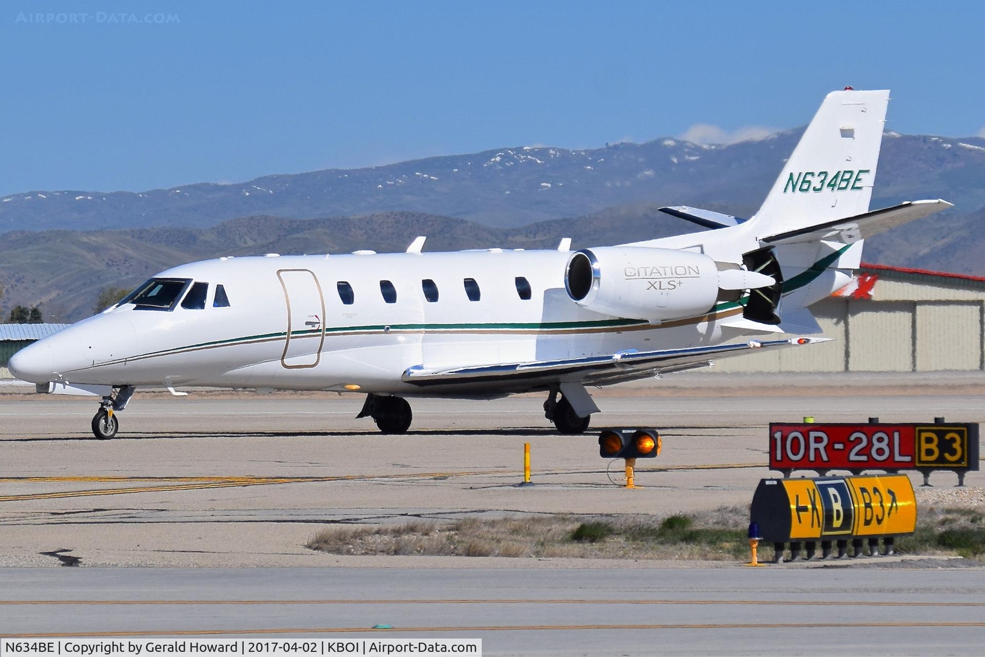 N634BE, 2009 Cessna 560XLS Citation Excel + C/N 560-6034, Turning off RWY 28L for south GA ramp.
