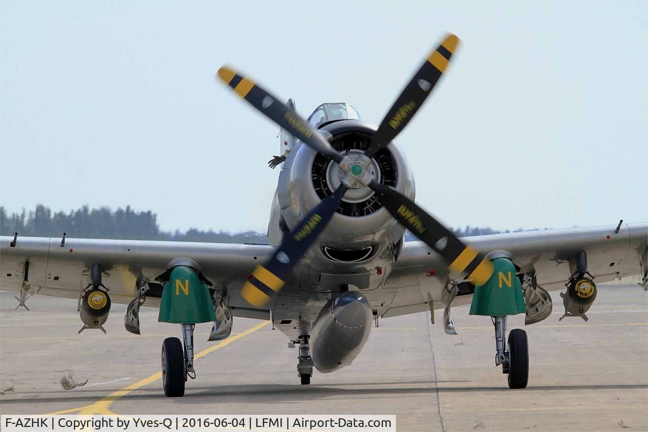 F-AZHK, Douglas AD-4N Skyraider C/N 7802, Douglas AD-4N Skyraider, Taxiing to parking area, Istres-Le Tubé Air Base 125 (LFMI-QIE) open day 2016