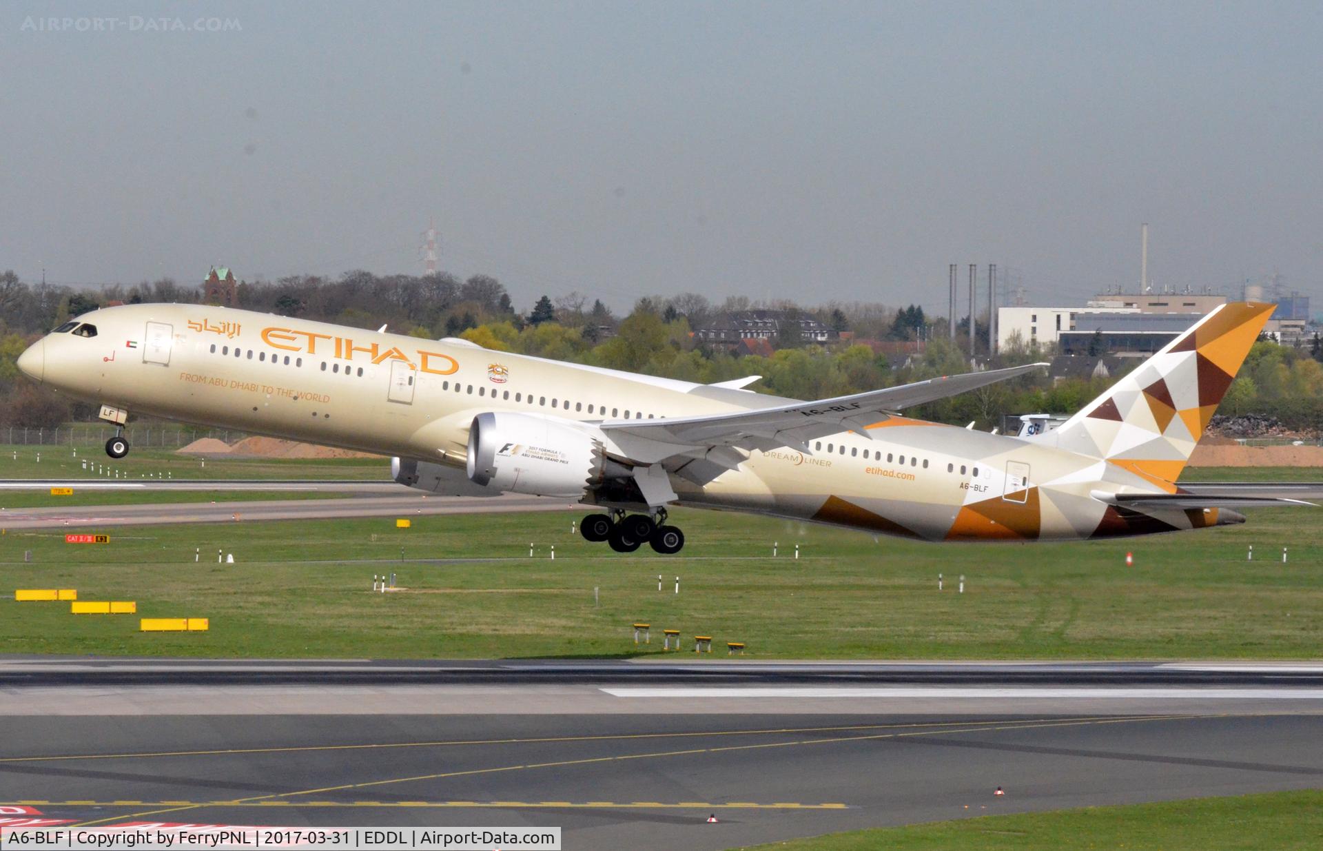A6-BLF, 2016 Boeing 787-9 Dreamliner Dreamliner C/N 39651, Etihad B789 lifting-off from DUS