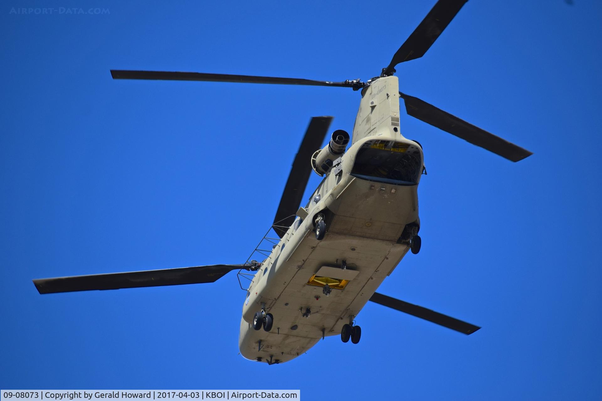 09-08073, 2009 Boeing CH-47F Chinook C/N M8073, Departing BOI. (Rebuilt form ex CH-47D #98-00012)