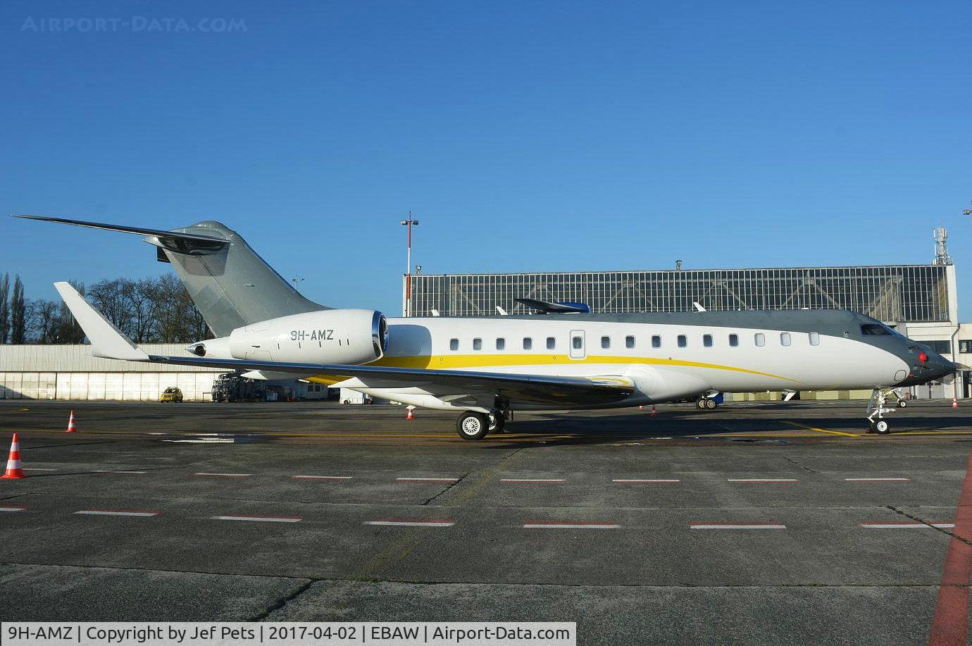 9H-AMZ, 2014 Bombardier BD-700-1A11 Global 6000 C/N 9656, At Antwerp Airport.