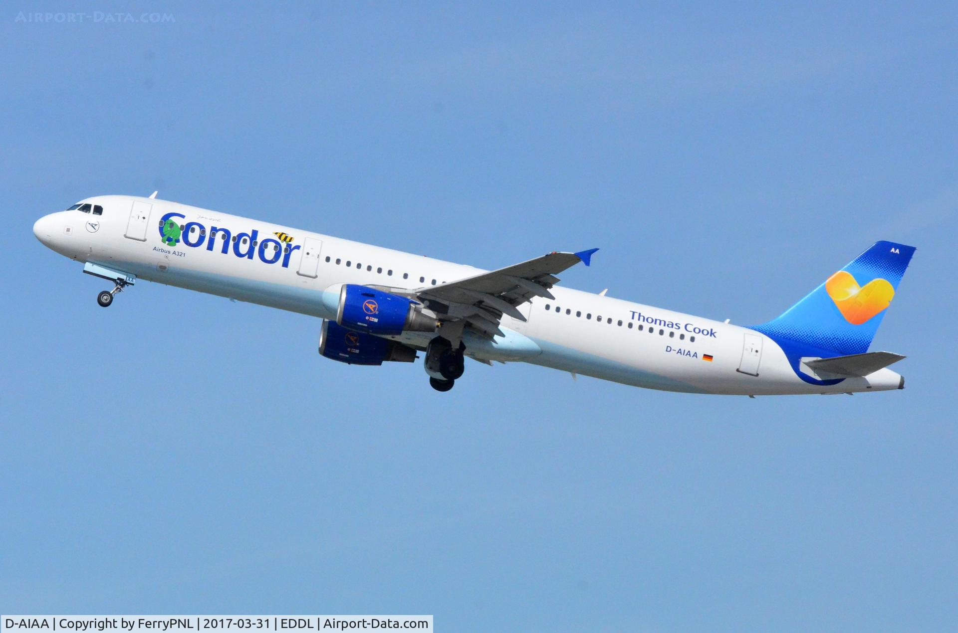 D-AIAA, 2001 Airbus A321-211 C/N 1607, Condor A321 departing