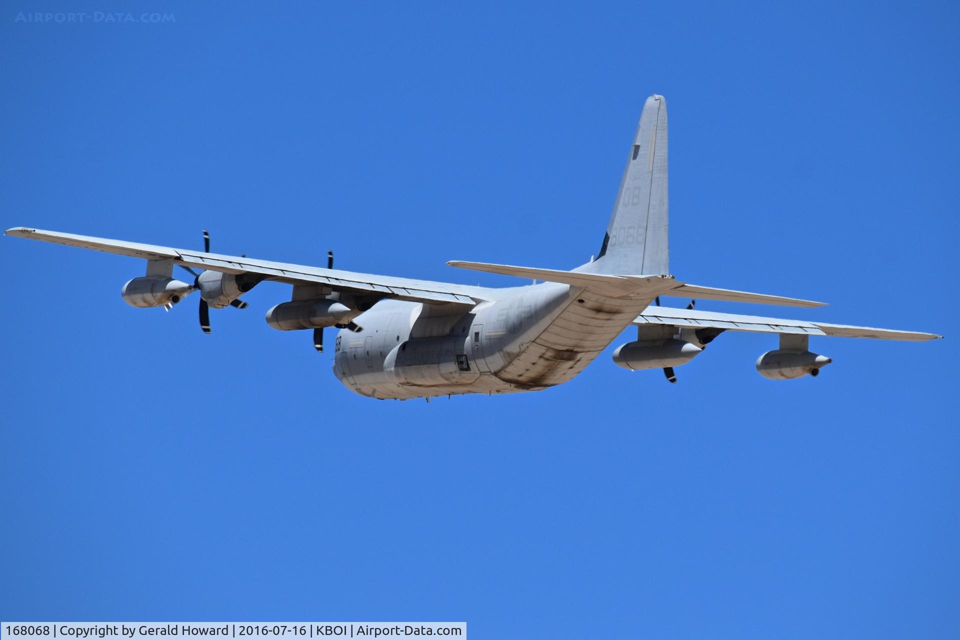 168068, 2010 Lockheed Martin KC-130J Hercules C/N 382-5647, Departing BOI.  VMGR 352, NAS Miramar, CA .