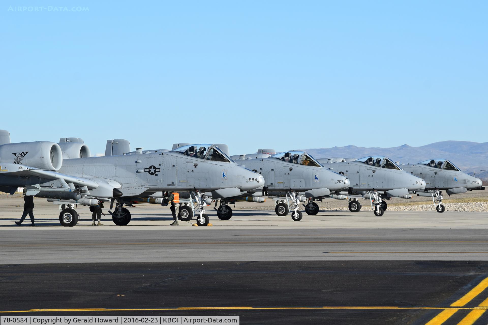 78-0584, 1978 Fairchild Republic A-10C Thunderbolt II C/N A10-0204, On the de arm ramp with other A-10Cs for final checks before take off.  190th Fighter Sq., 124th Fighter Wing, Idaho ANG.