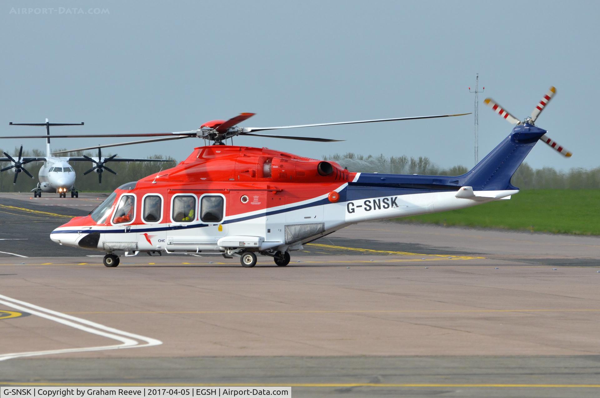 G-SNSK, 2013 AgustaWestland AW-139 C/N 41354, Just arrived back at the Saxon apron.