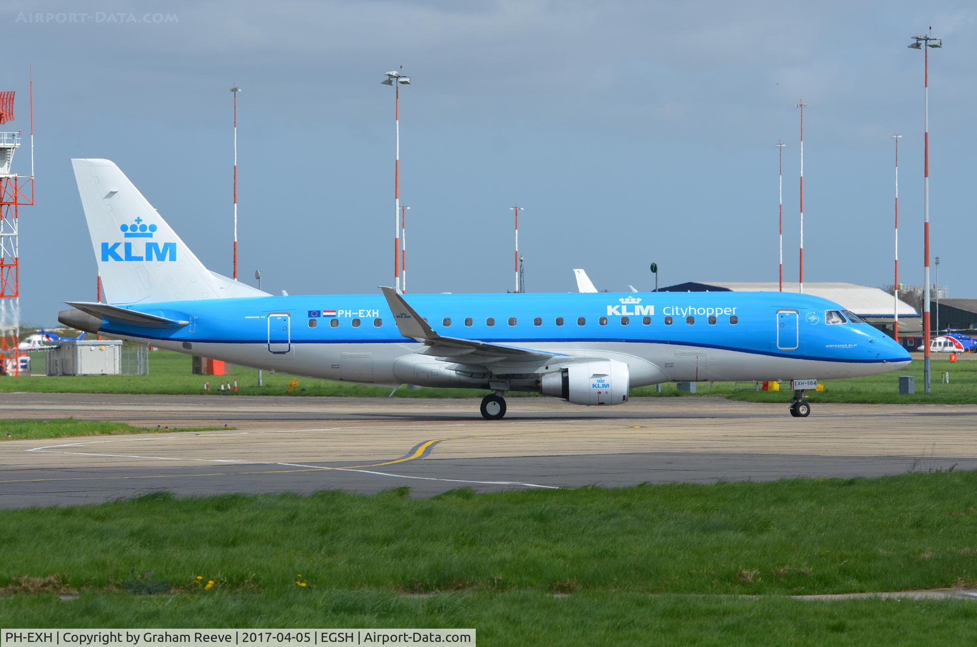 PH-EXH, 2016 Embraer 175STD (ERJ-170-200) C/N 17000564, Just landed at Norwich.