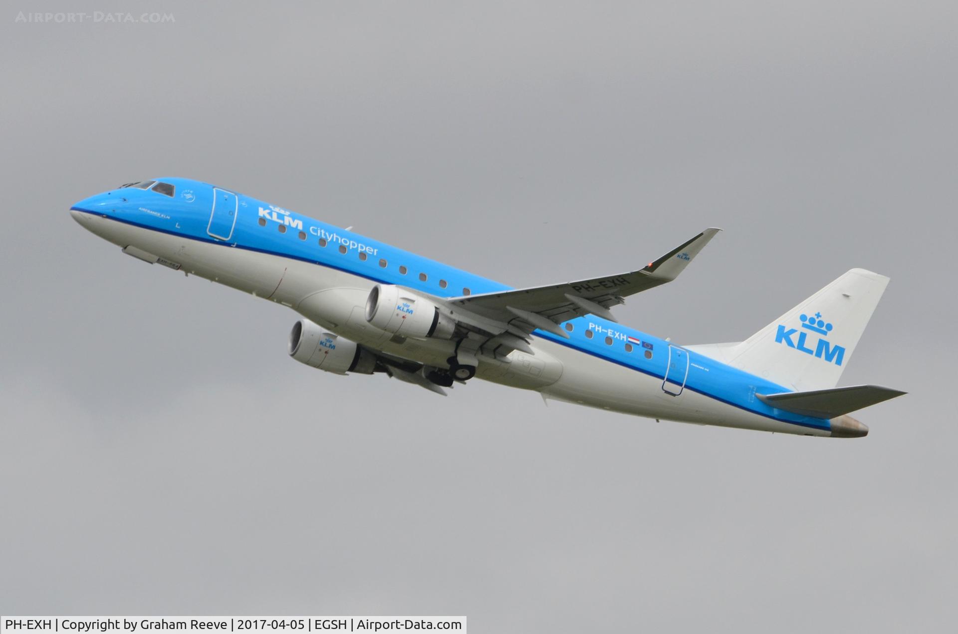 PH-EXH, 2016 Embraer 175STD (ERJ-170-200) C/N 17000564, Departing from Norwich.