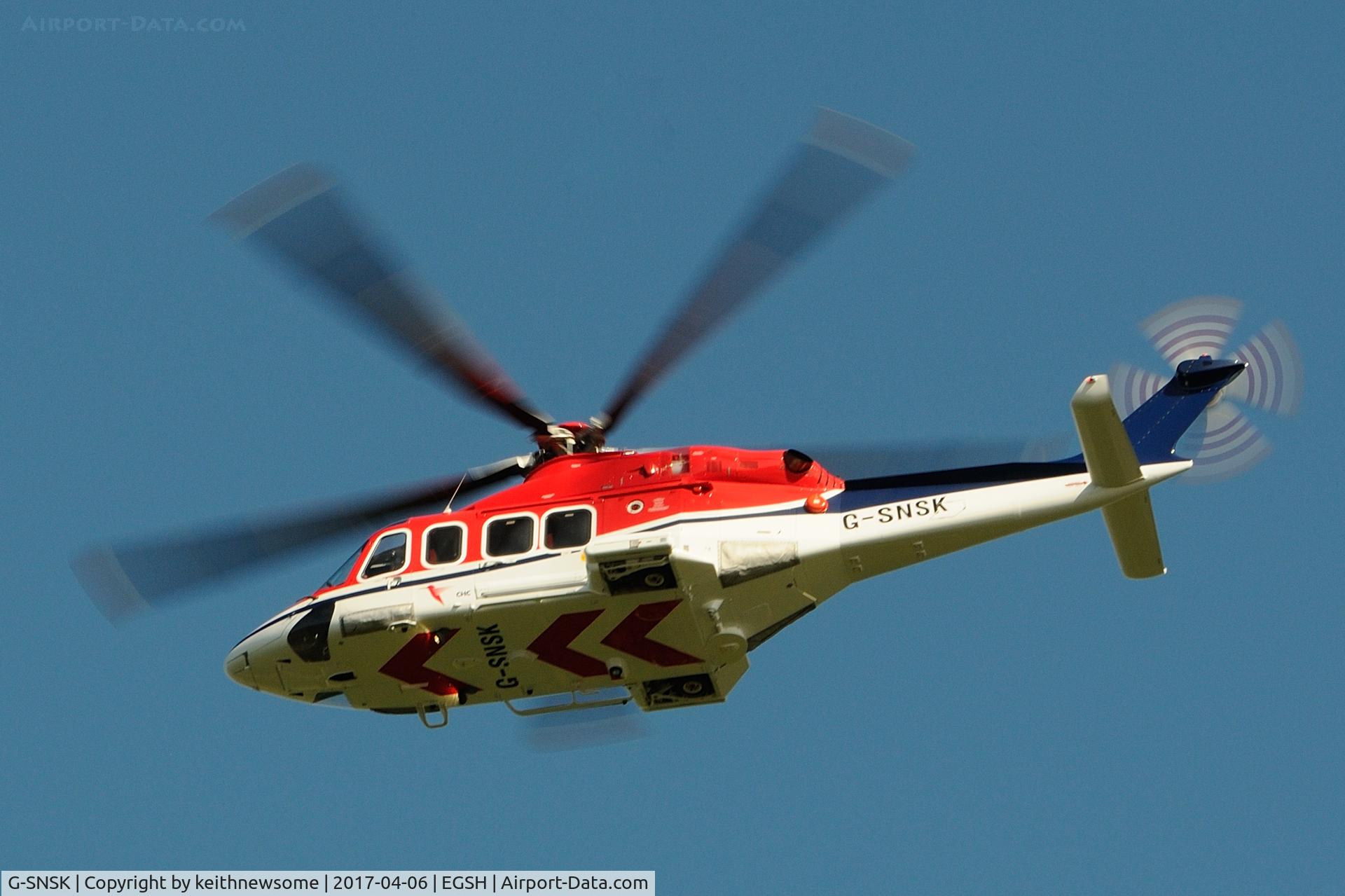 G-SNSK, 2013 AgustaWestland AW-139 C/N 41354, First flight from Norwich.