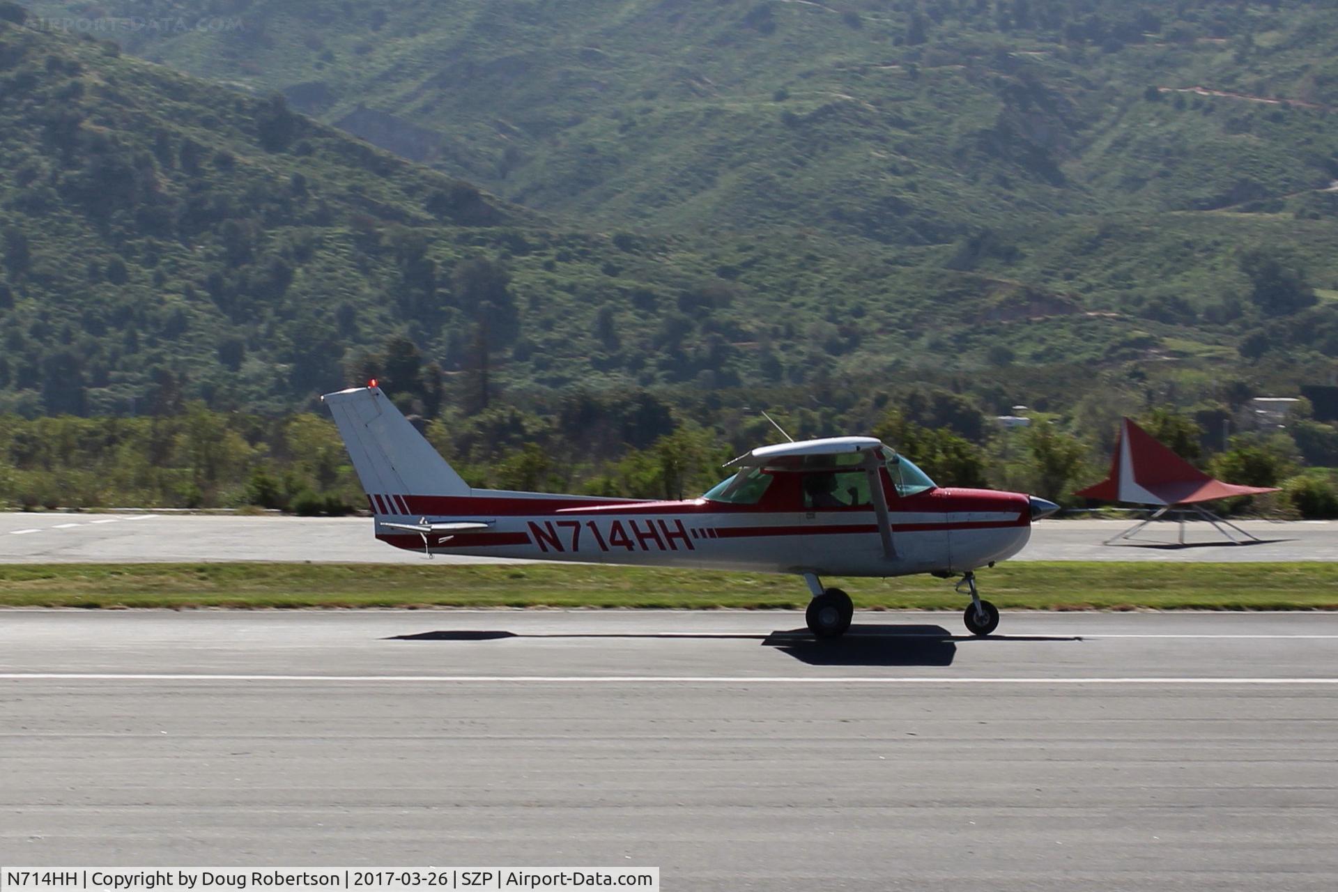 N714HH, 1977 Cessna 150M C/N 15079185, 1977 Cessna 150M, Continental O-200 100 Hp, landing roll Rwy 22