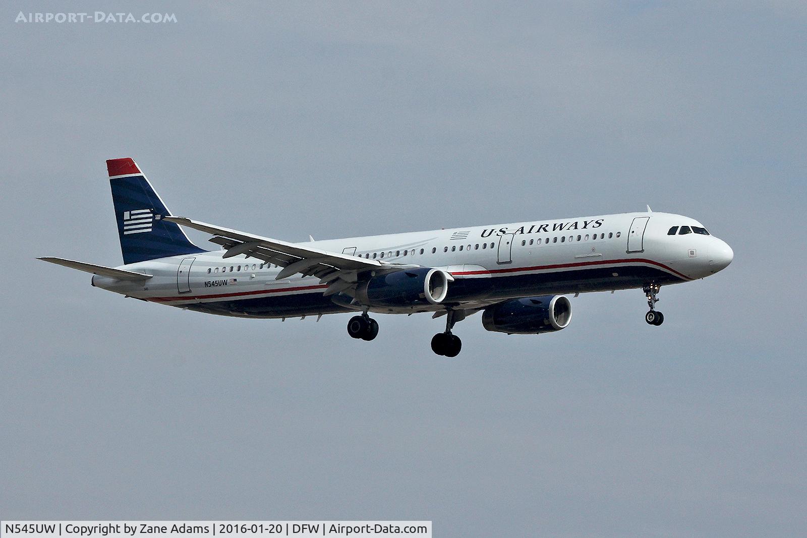 N545UW, 2011 Airbus A321-231 C/N 4850, Landing at DFW Airport
