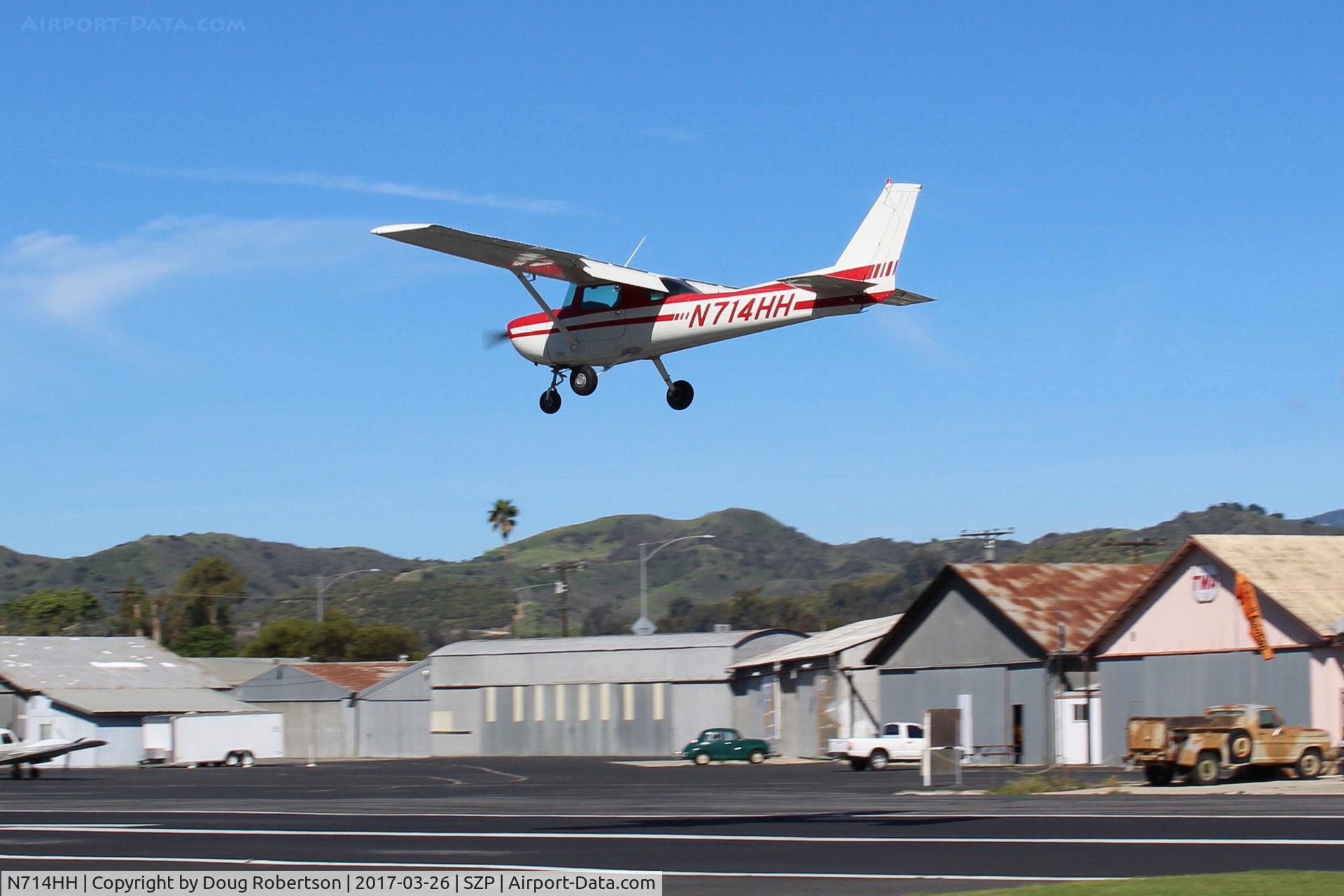 N714HH, 1977 Cessna 150M C/N 15079185, 1977 Cessna 150M, Continental O-200-100 Hp, on final Rwy 22