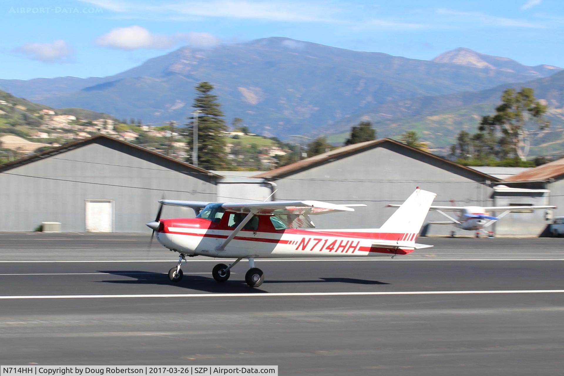 N714HH, 1977 Cessna 150M C/N 15079185, 1977 Cessna 150, Continental O-200 100 Hp, landing Rwy 22