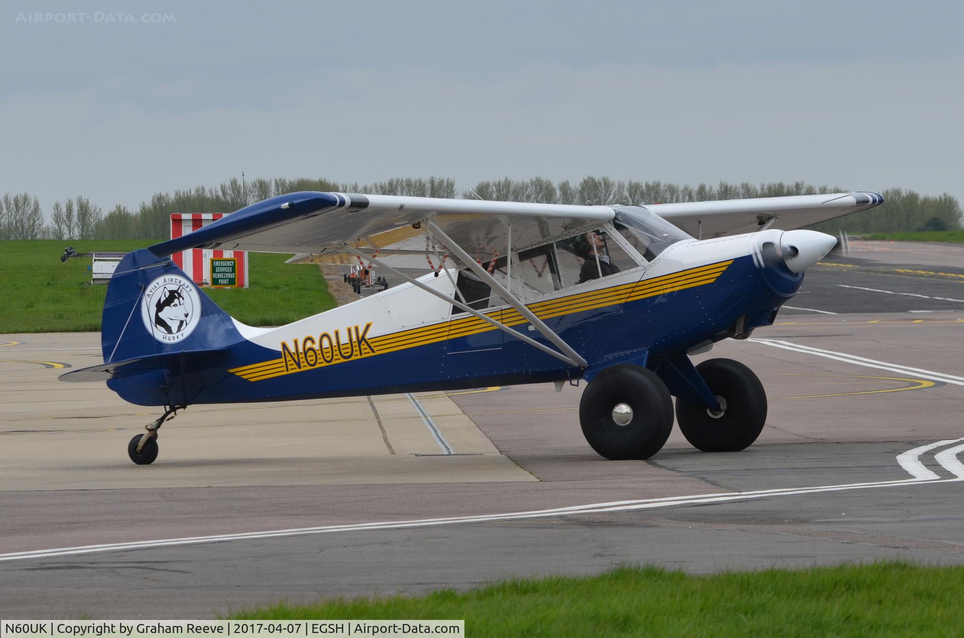 N60UK, 2008 Aviat A-1C-180 Husky C/N 3006, Departing from Norwich.