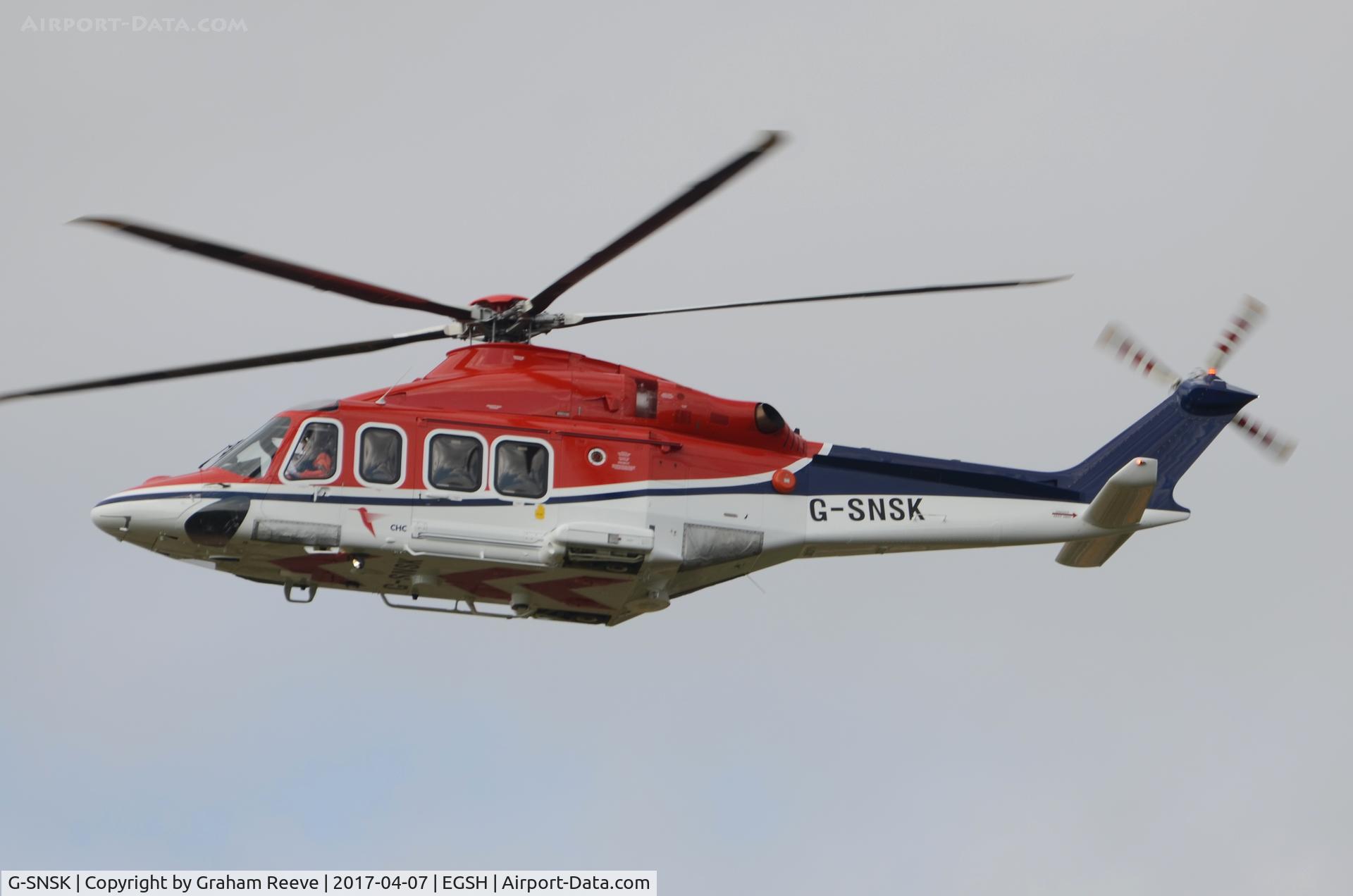 G-SNSK, 2013 AgustaWestland AW-139 C/N 41354, Returning to Norwich.