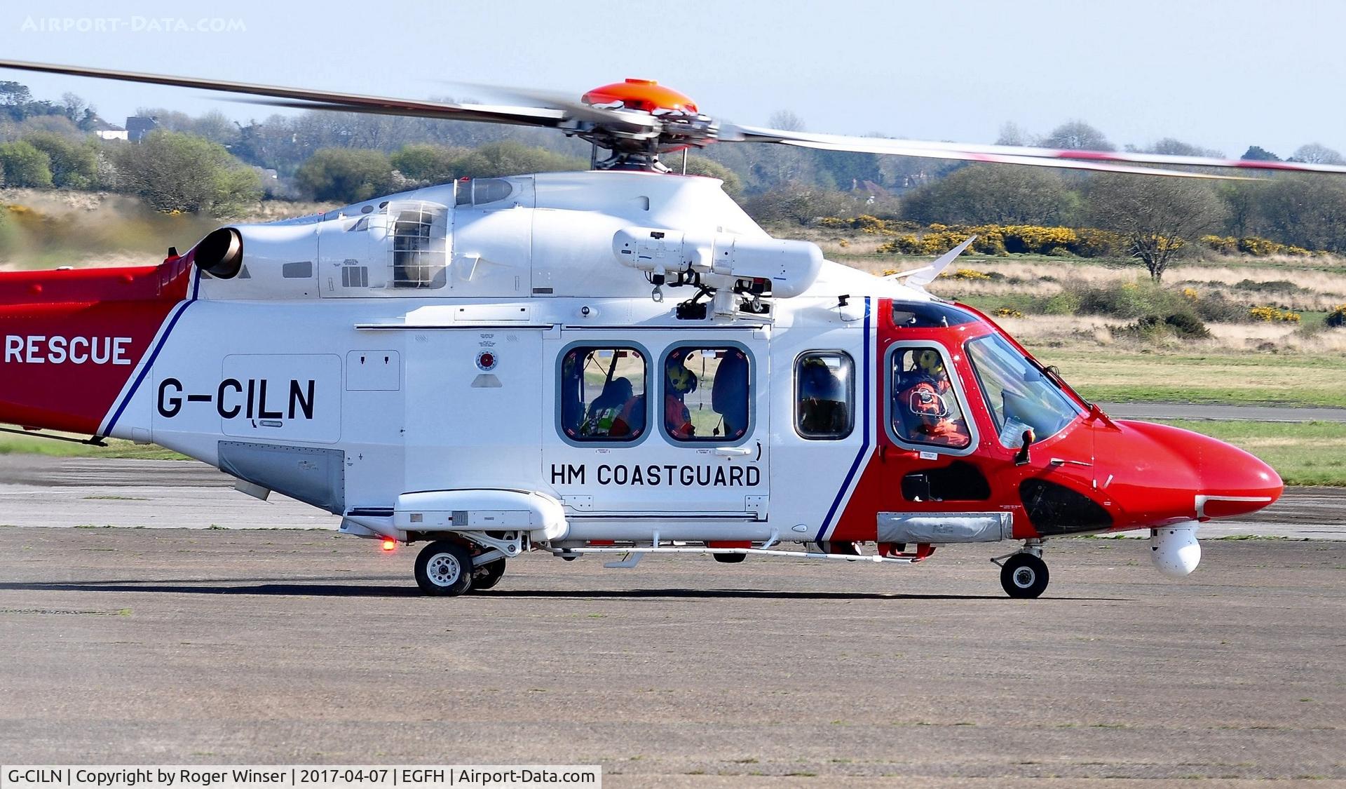 G-CILN, 2014 AgustaWestland AW-139 C/N 31586, Visiting HM Coastguard SAR helicopter 'Rescue 187' taxying after a hot refuel.