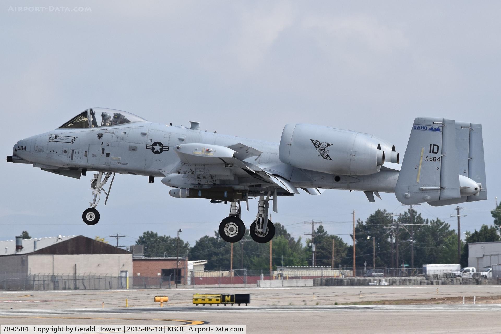 78-0584, 1978 Fairchild Republic A-10C Thunderbolt II C/N A10-0204, Over the numbers landing RWY 28R.  190th Fighter Sq., Idaho ANG.