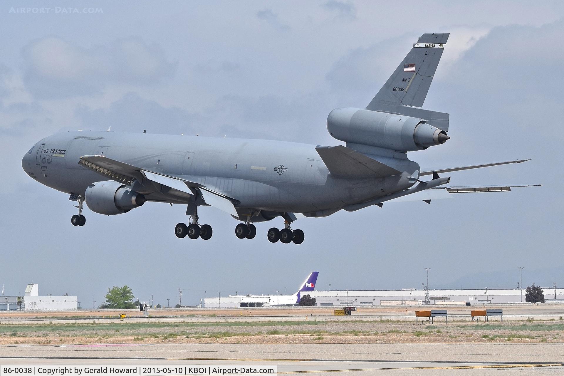 86-0038, 1986 McDonnell Douglas KC-10A Extender C/N 48251, Landing down aways on RWY 28L. 60th AMW, Travis AFB, CA