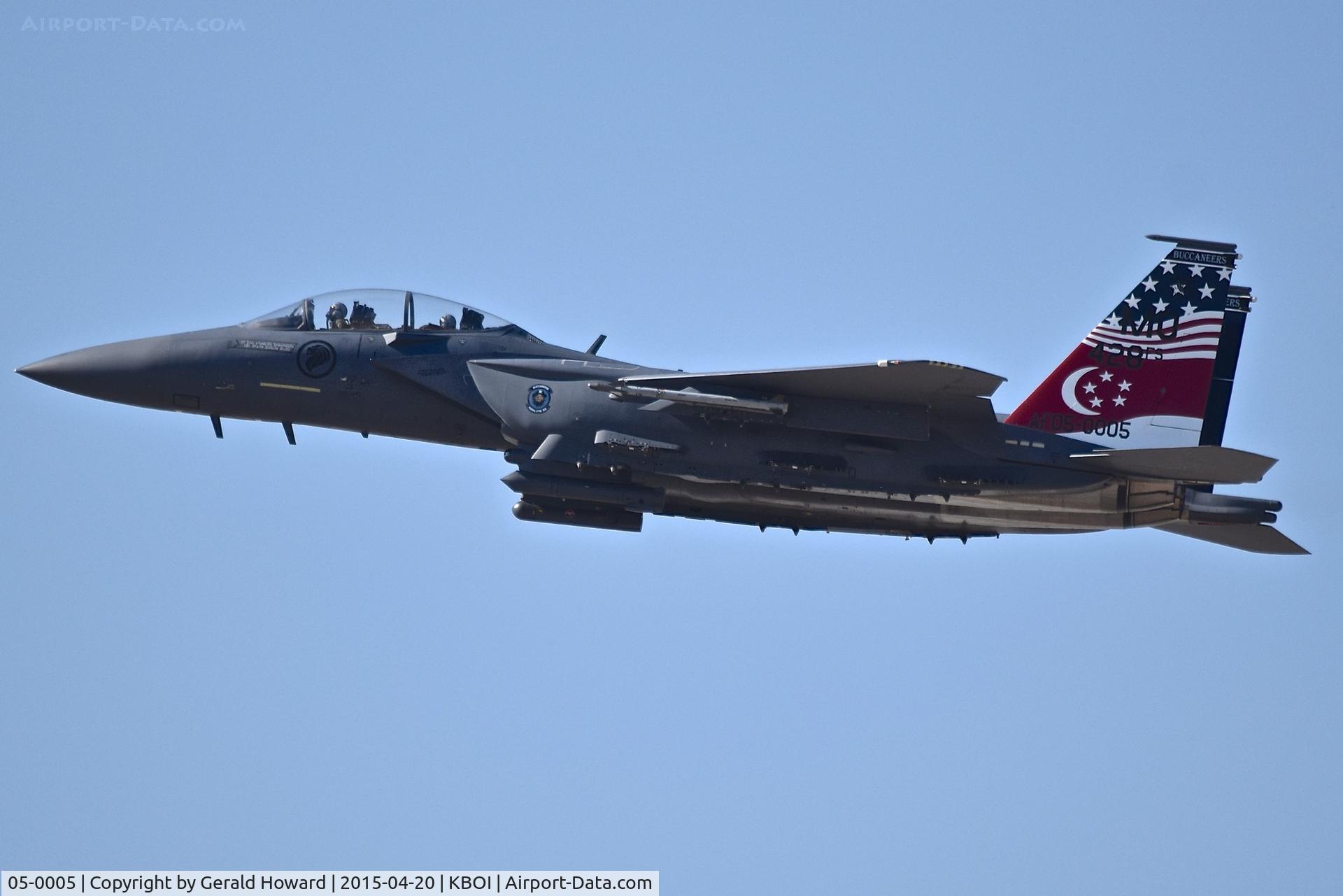 05-0005, 2005 Boeing F-15SG Strike Eagle C/N SG5, Low pass over RWY 28L.  428th Fighter Sq., 