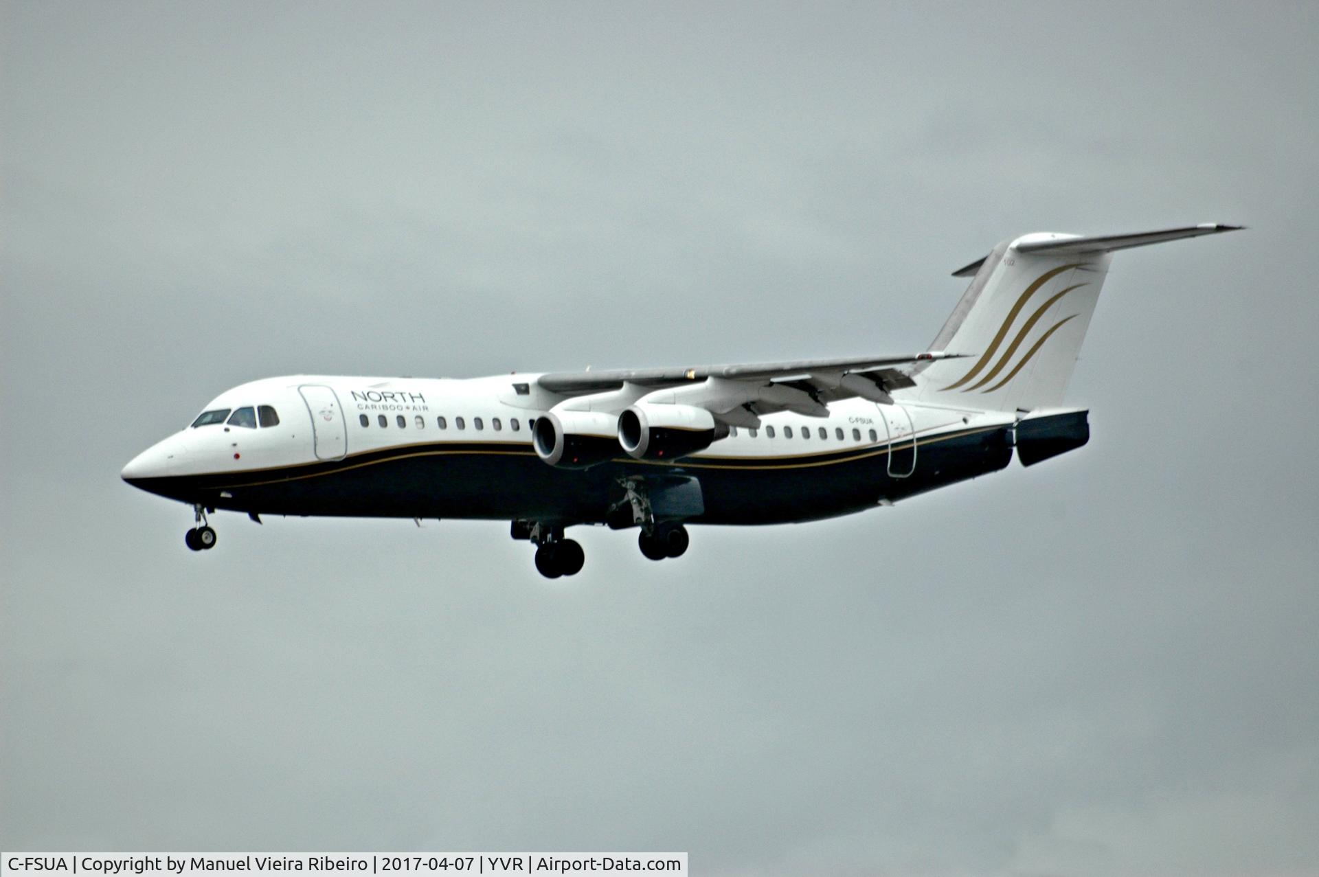 C-FSUA, 2000 British Aerospace Avro 146-RJ100 C/N E3373, North Cariboo arrival in YVR