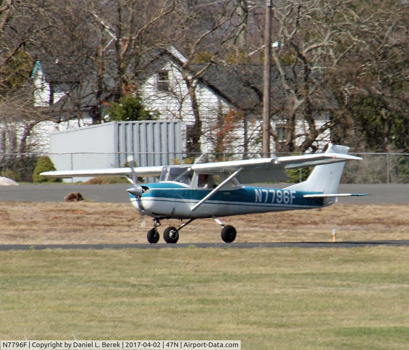 N7796F, 1966 Cessna 150F C/N 15063896, This 1966 Cessna is about to touch down.