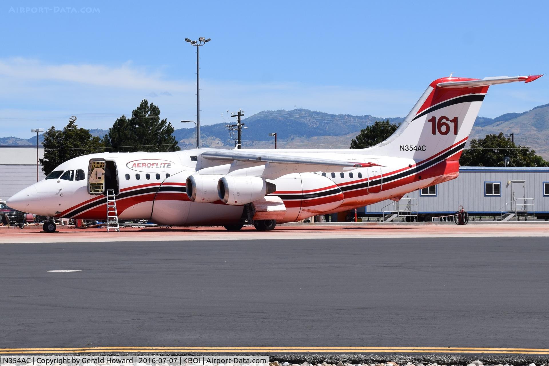 N354AC, 1994 British Aerospace Avro 146-RJ85 C/N E.2256, Parked on NIFC ramp.