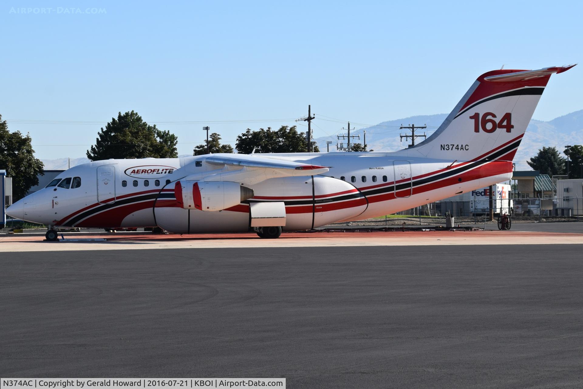 N374AC, 1995 British Aerospace Avro 146-RJ85 C/N E.2266, Parked on the NIFC ramp.
