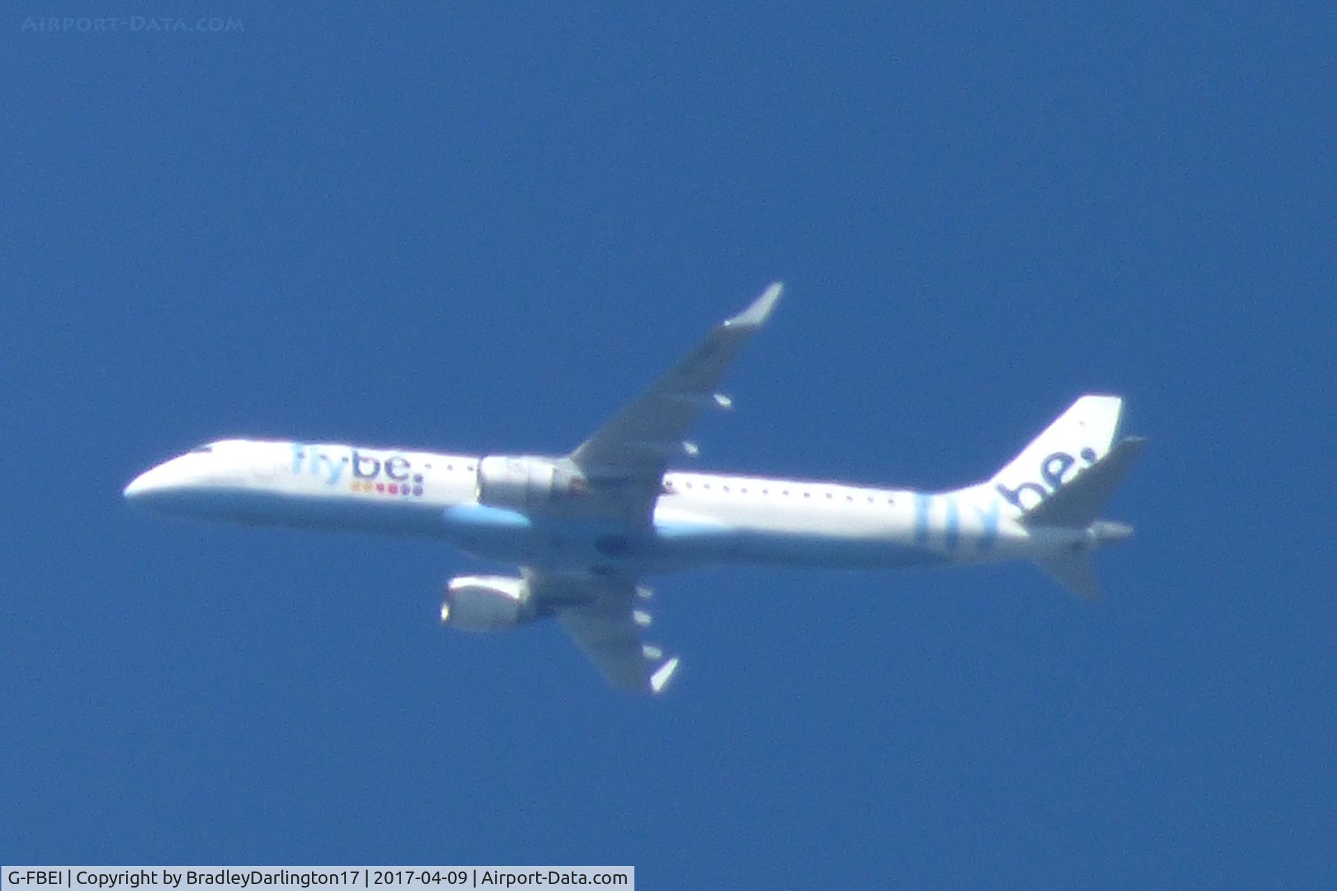 G-FBEI, 2007 Embraer 195LR (ERJ-190-200LR) C/N 19000143, Flying Over Plymouth At 10:20am
