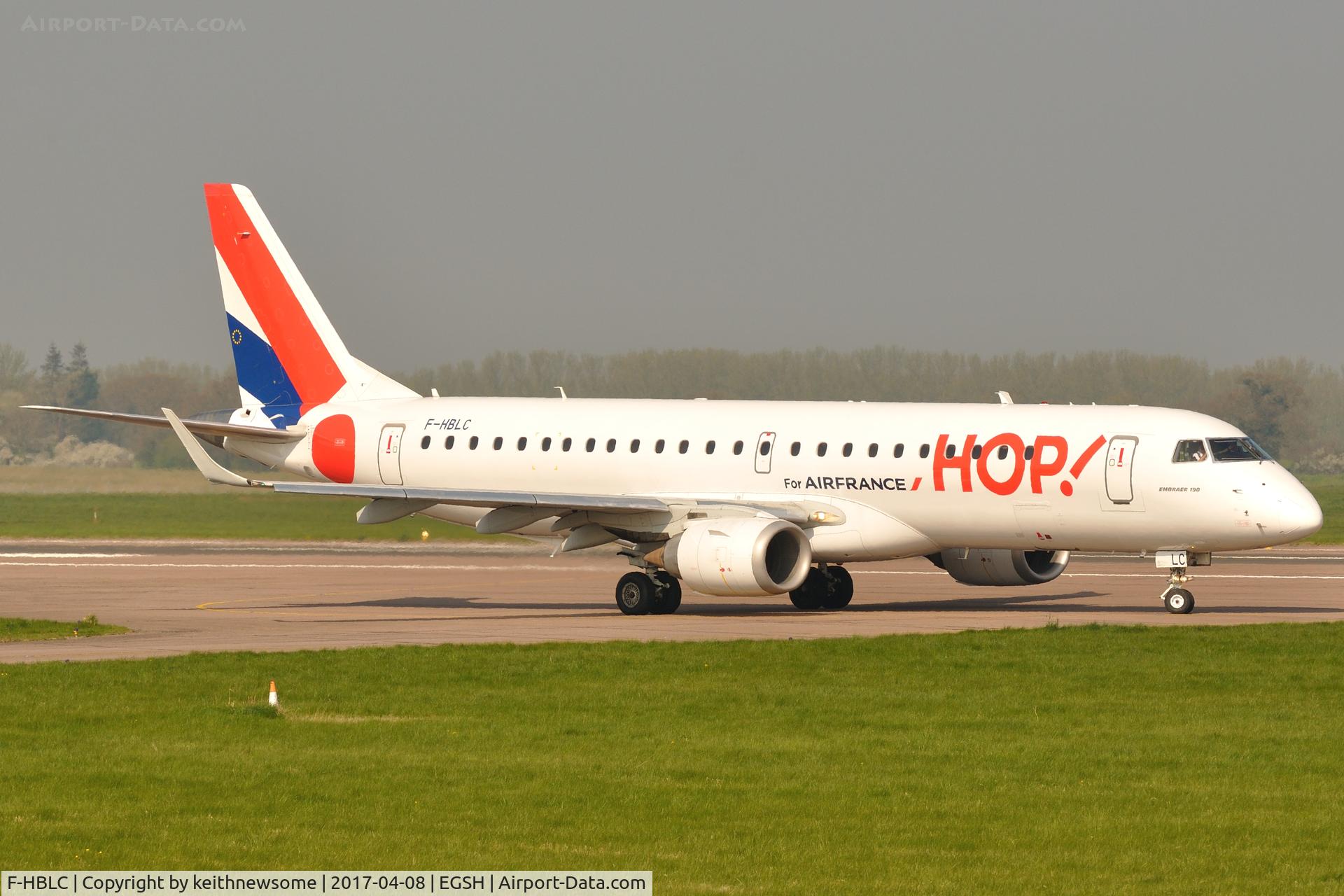 F-HBLC, 2007 Embraer 190AR (ERJ-190-100IGW) C/N 19000080, Leaving Norwich following engineering work.