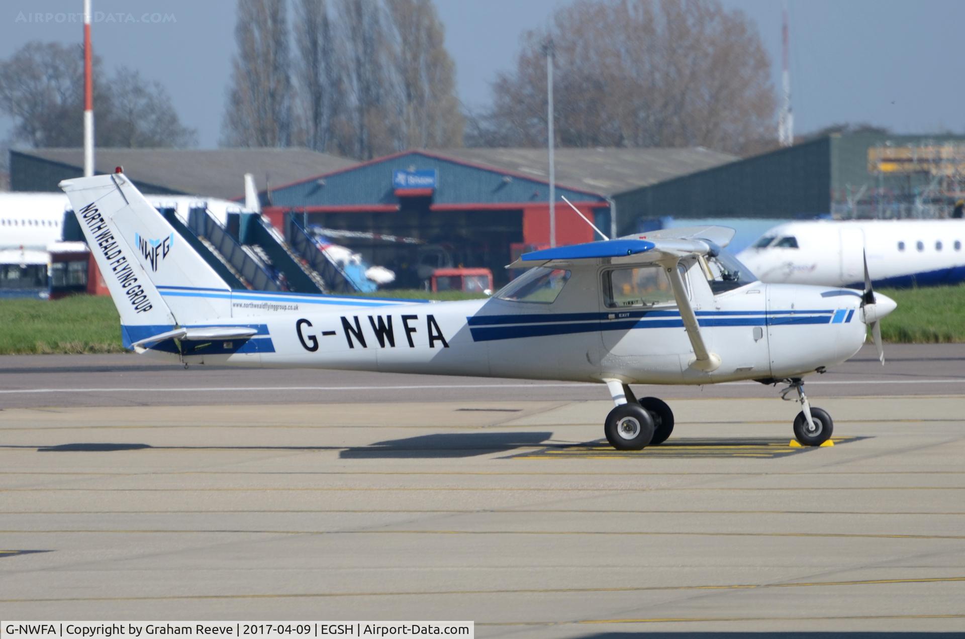 G-NWFA, 1975 Cessna 150M C/N 150-76736, Parked at Norwich.