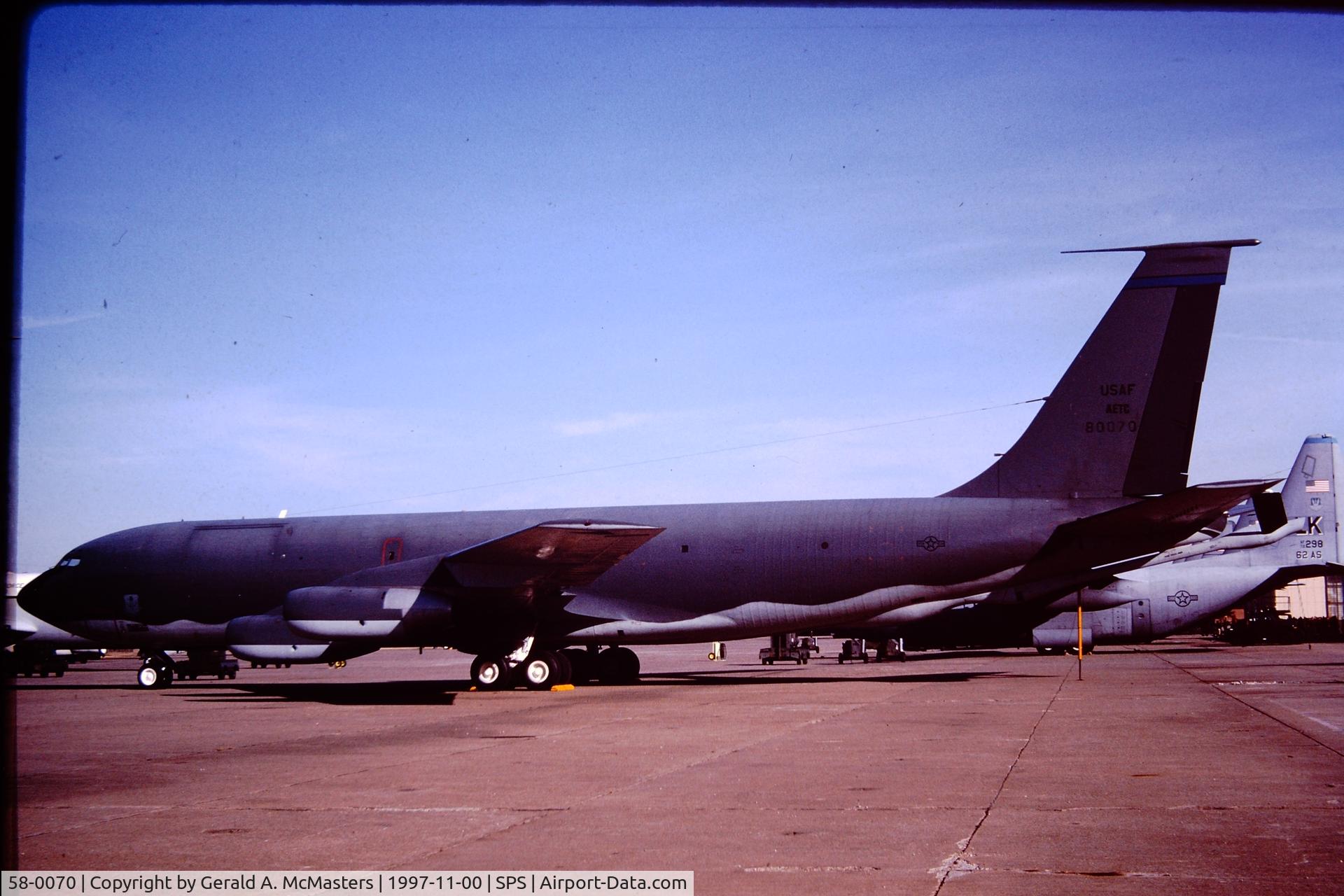 58-0070, 1958 Boeing KC-135A Stratotanker C/N 17815, In used as a ground trainer at Sheppard AFB, Texas, in November of 1997.