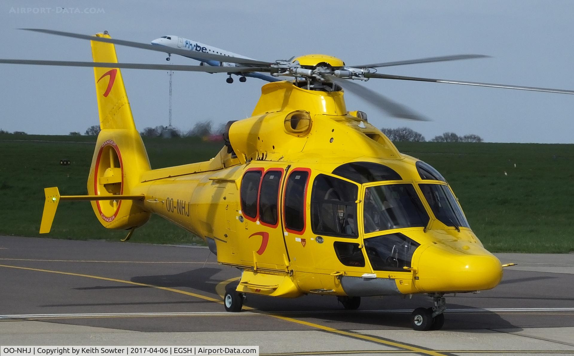 OO-NHJ, 2009 Eurocopter EC-155B-1 C/N 6842, Shutting down at Norwich