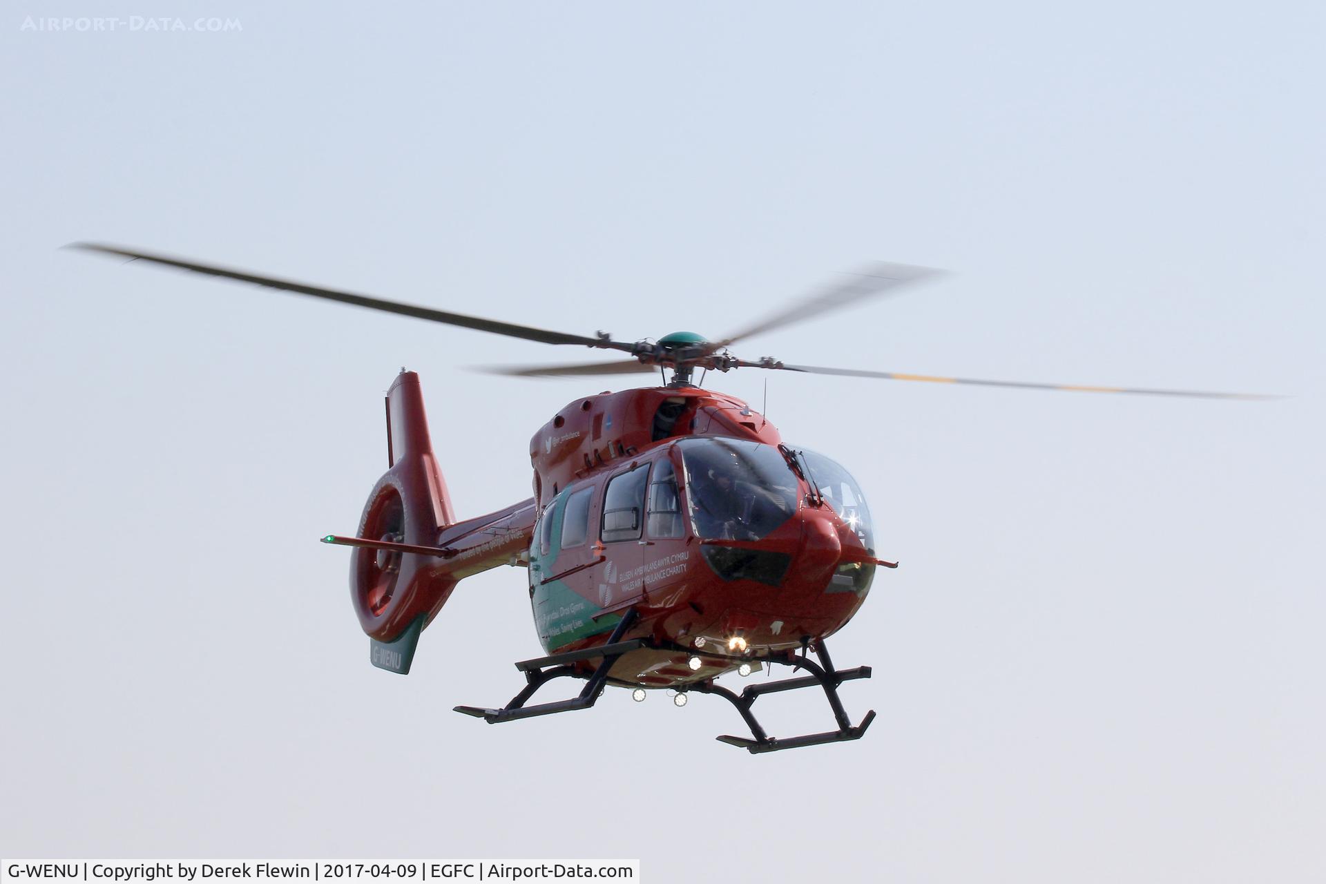G-WENU, 2016 Airbus Helicopters H-145 (BK-117D-2) C/N 20112, H-145, Babcock MCS Onshore Dafen Llanelli Carmarthen based, WAA Helimed57 based, previously D-HBTA, seen letting down at the Cardiff Heliport Open Day.