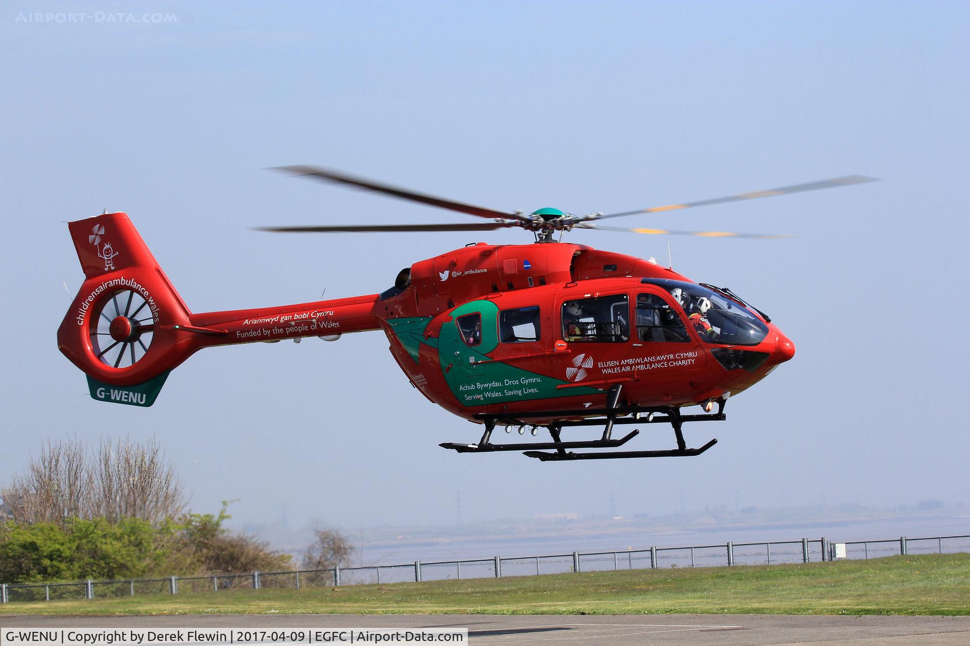 G-WENU, 2016 Airbus Helicopters H-145 (BK-117D-2) C/N 20112, H-145, Babcock MCS Onshore Dafen Llanelli Carmarthen based, WAA Helimed57, previously D-HBTA, seen at the Cardiff Heliport Open Day departing on a RED shout.
