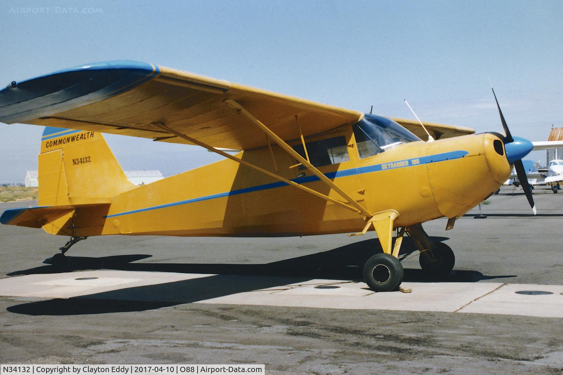 N34132, 1947 Commonwealth 185 Skyranger C/N 1844, Old Rio Vista Airport California late 1970's.