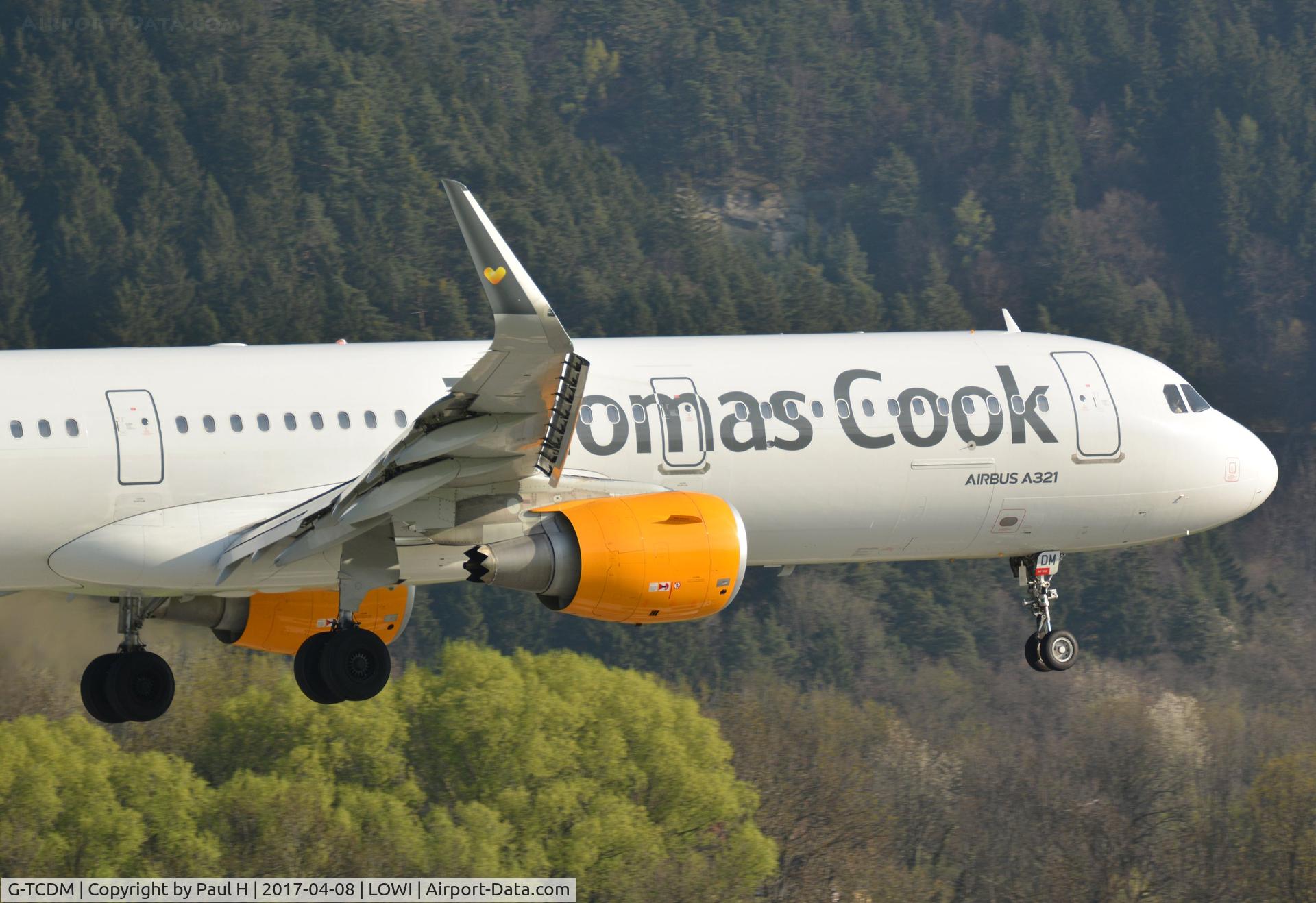 G-TCDM, 2016 Airbus A321-211 C/N 7003, Landing at LOWI with the austrian alps in the background