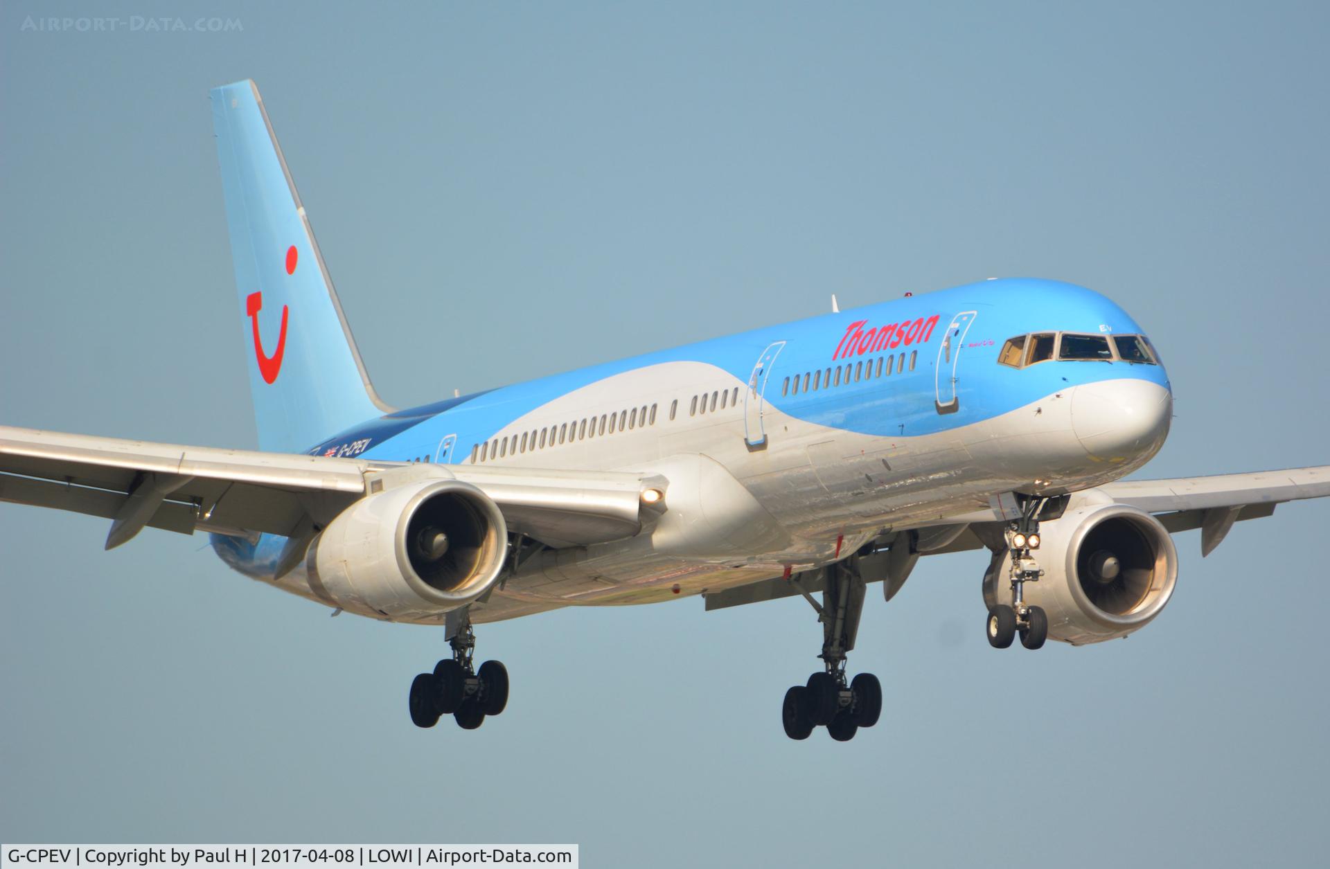G-CPEV, 1999 Boeing 757-236 C/N 29943, Thomson B-757 landing at LOWI, Innsbruck