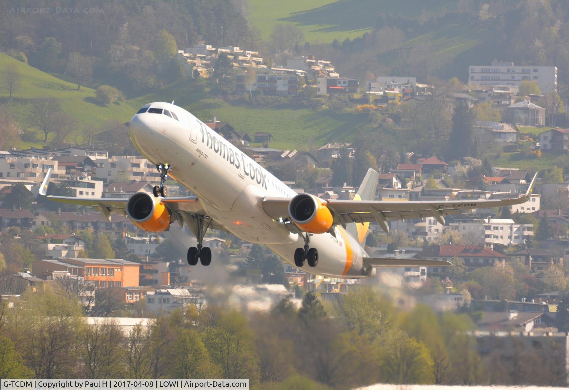 G-TCDM, 2016 Airbus A321-211 C/N 7003, Taking off from LOWI, with Innsbruck in the background