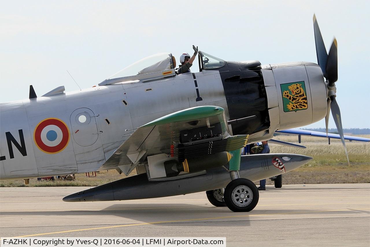 F-AZHK, Douglas AD-4N Skyraider C/N 7802, Douglas AD-4N Skyraider, Taxiing to parking area, Istres-Le Tubé Air Base 125 (LFMI-QIE) open day 2016
