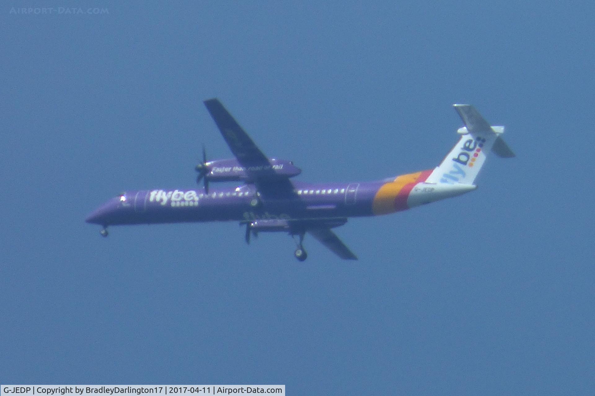 G-JEDP, 2003 De Havilland Canada DHC-8-402Q Dash 8 C/N 4085, Bombardier Dash 8 Q400 flying at 5,000ft over plymouth