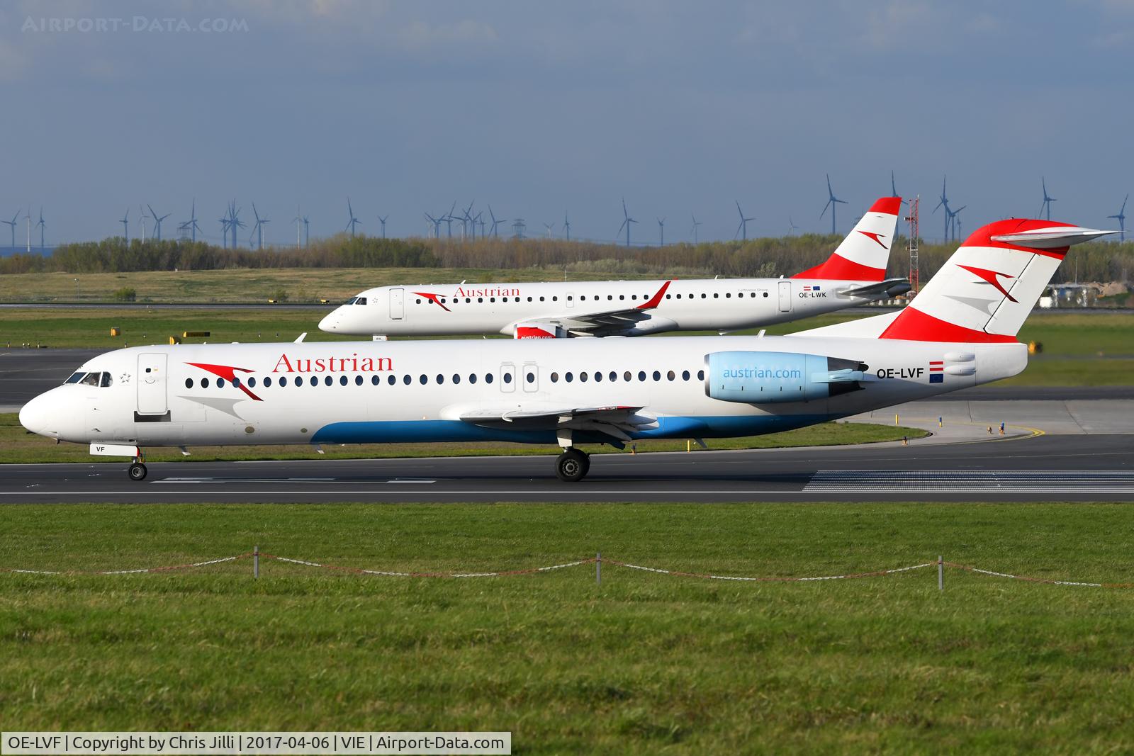 OE-LVF, 1993 Fokker 100 (F-28-0100) C/N 11483, Austrian Airlines